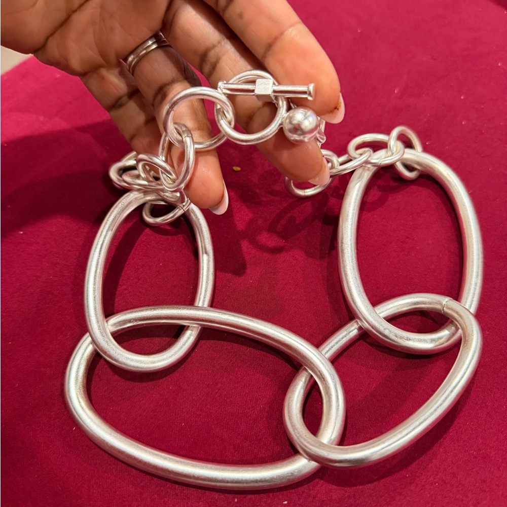 Bold Silver Statement Necklace - image 1